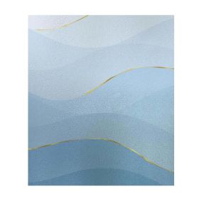 Sea Wave Translucent Stained Glass Window Film No Glue Static Decorative Privacy Window Film; 15x39 inches