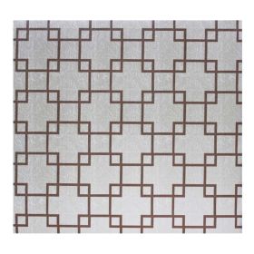 Brown Grid Privacy Window Film No Glue Stained Glass Window Film Decorative Static Cling Window Film; 12x79 inches