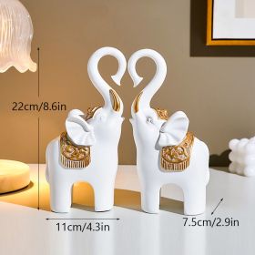 NORTHEUINS Resin Couple Elephant Figurines for Home Office Tabletop Decor Accessories Nordic Animal Statues Interior Ornament