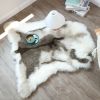 1pc, Soft and Fluffy Reindeer Hide Rug - Non-Slip Plush Faux Fur for Bedroom, Living Room, and Nursery - Machine Washable - White and Grey