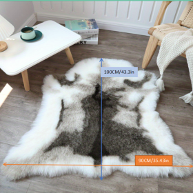 1pc, Soft and Fluffy Reindeer Hide Rug - Non-Slip Plush Faux Fur for Bedroom, Living Room, and Nursery - Machine Washable - White and Grey