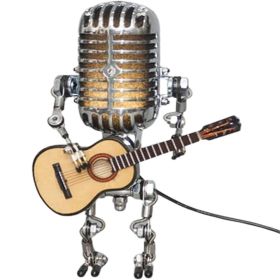 1PC Creative Glow Model Ornaments Retro Decorations Robot Microphone for playing guitar Desk lamp Home Decor Crafts