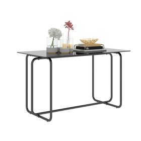 5-piece Rectangle Dining Table Set with Metal Frame; Tempered Glass Dining Table for Kitchen Room; Black