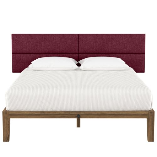 Jaxx Panelist Modern Padded Headboard – Set of 4 Wall Mounted Panels (Each 11.25" x 38") - King, Vino Red Microvelvet