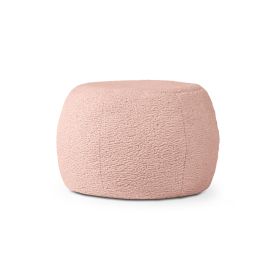 Jaxx Ellis Ottoman Shearling Faux-Lamb Plush Pouf for Modern Interior Design, Small, Pink