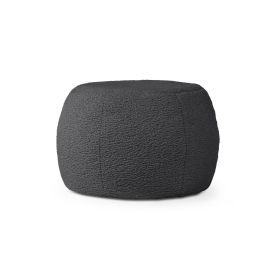 Jaxx Ellis Ottoman Shearling Faux-Lamb Plush Pouf for Modern Interior Design, Small, Black