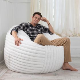 Jaxx Saxx 5 Foot Large Bean Bag w/ Removable Cover, Mondo Fur - Ivory