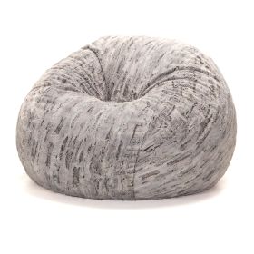 Jaxx Saxx 4 Ft Plush Round Bean Bag - Premium Luxe Faux Fur, Silver Fox