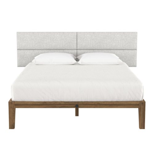 Jaxx Panelist Modern Padded Headboard – Set of 4 Wall Mounted Panels (Each 11.25" x 38") - King, Limestone Grey Microvelvet