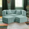 Jaxx Zipline Convertible Sleeper Loveseat & Ottomans, Textured Microvelvet - Caribbean