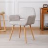 Fabric Upholstered Side Dining Chair with Metal Leg(Beige fabric+Beech Wooden Printing Leg),KD backrest