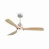 Indoor 52 Inch Ceiling Fan With Dimmable Led Light 6 Speed Remote Silver 3 Wood Blade Reversible DC Motor For Bedroom