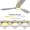Indoor 52 Inch Ceiling Fan With Dimmable Led Light 6 Speed Remote Gold 3 Wood Blade Reversible DC Motor For Living Room