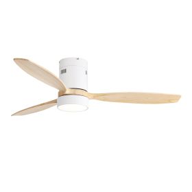 Low Profile Ceiling Fan DC 3 Solid Wood Fan Blade Noiseless Reversible Motor Remote Control With Light