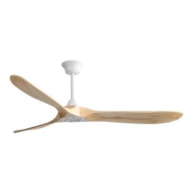 60 Inch Indoor Modern Ceiling Fan With 3 Color Dimmable 6 Speed Remote Control 3 Solid Wood Blade For Living Room
