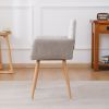 Fabric Upholstered Side Dining Chair with Metal Leg(Beige fabric+Beech Wooden Printing Leg),KD backrest