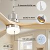 Indoor 52 Inch Ceiling Fan With Dimmable Led Light 6 Speed Remote Silver 3 Wood Blade Reversible DC Motor For Bedroom
