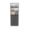 Bookcase Dual-Door Benzoni, Office, Matt Gray / White