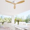 52 Inch Indoor 3 Solid Wood Blade Ceiling Fan Noiseless Reversible DC Motor Remote Control