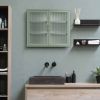 Retro Style Haze Double Glass Door Wall Cabinet With Detachable Shelves for Office, Dining Room,Living Room, Kitchen and Bathroom Mint Green