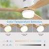 52 Inch Decorative Ceiling Fan With 6 Speed Remote White 3 Solid Wood Blades Reversible DC Motor For Living Room