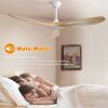 60 Inch Indoor Modern Ceiling Fan With 3 Color Dimmable 6 Speed Remote Control 3 Solid Wood Blade For Living Room