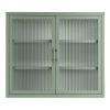 Retro Style Haze Double Glass Door Wall Cabinet With Detachable Shelves for Office, Dining Room,Living Room, Kitchen and Bathroom Mint Green