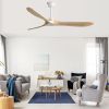 60 Inch Indoor Modern Ceiling Fan With 3 Color Dimmable 6 Speed Remote Control 3 Solid Wood Blade For Living Room