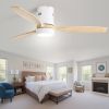 Low Profile Ceiling Fan DC 3 Solid Wood Fan Blade Noiseless Reversible Motor Remote Control With Light