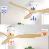 52 Inch Indoor 3 Solid Wood Blade Ceiling Fan Noiseless Reversible DC Motor Remote Control