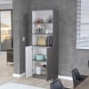 Bookcase Dual-Door Benzoni, Office, Matt Gray / White