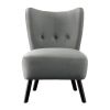 Unique Style Gray Velvet Covering Accent Chair Button-Tufted Back Brown Finish Wood Legs Modern Home Furniture
