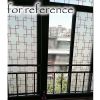 Brown Grid Privacy Window Film No Glue Stained Glass Window Film Decorative Static Cling Window Film; 12x79 inches