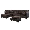 Brown Lint And PVC 3-Piece Couch Living Room Sofa Set A