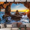 Beach Landscape Tapestry Bedroom Hotel Restaurant Decorative Backdrop Nature Cave Wall Tapestry; 51x70 inch