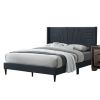 Charcoal Color 1pc Queen Size Bed Burlap Fabric Headboard Upholstered Bedroom Furniture Platform Bedframe