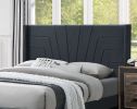 Charcoal Color 1pc Queen Size Bed Burlap Fabric Headboard Upholstered Bedroom Furniture Platform Bedframe