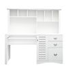 Home Office Computer Desk with Hutch, Antiqued White finish