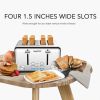 Toaster 4 Slice;  Geek Chef Stainless Steel Extra-Wide Slot Toaster with Dual Control Panels of Bagel/Defrost/Cancel Function(Sliver-Black)