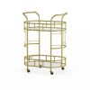 Fitzgerald Bar Cart with Matte Gold Metal Finish, 2-Tiers