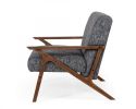Candea Mid-Century Walnut and Grey Accent Chair
