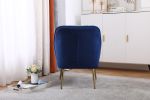 Modern Mid Century Chair velvet Sherpa Armchair for Living Room Bedroom Office Easy Assemble(NAVY)