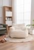 Soft Tufted Foam Bean Bag Chair With Teddy Fabric Ivory White