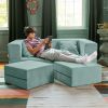 Jaxx Zipline Convertible Sleeper Loveseat & Ottomans, Textured Microvelvet - Caribbean