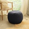 Jaxx Ellis Ottoman Shearling Faux-Lamb Plush Pouf for Modern Interior Design, Small, Black