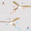 52 Inch Decorative Ceiling Fan With 6 Speed Remote White 3 Solid Wood Blades Reversible DC Motor For Living Room