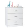 FCH Modern Simple 3-Drawer Dresser Chest of Drawers for Family Room Bedroom Living Room Universal Design, White