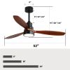 52 Inch Integrated LED Indoor Low Profile Ceiling Fan with Light Kit and Remote Control for Patio Living Room