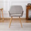 Fabric Upholstered Side Dining Chair with Metal Leg(Beige fabric+Beech Wooden Printing Leg),KD backrest