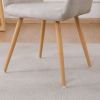 Fabric Upholstered Side Dining Chair with Metal Leg(Beige fabric+Beech Wooden Printing Leg),KD backrest